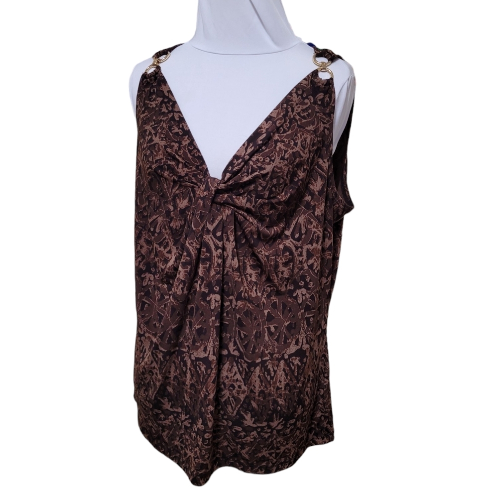 Michael Kors Gold ring tank top blouse,‎ size large